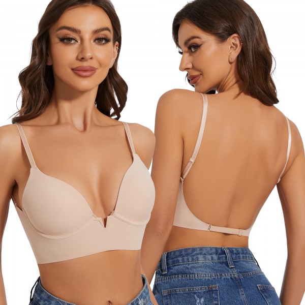 Choolley Women's Bra Deep-V Plunge Low Back Bra Lightly Lined Halter Multiway Low Cut Bra Choolley Women's Bra Deep-V Plunge Low Back Bra Lightly Lined Halter Multiway Low Cut Bra