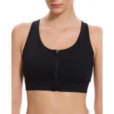 Choolley Women's High Impact Zip Front Sports Bra Compression Workout Bra