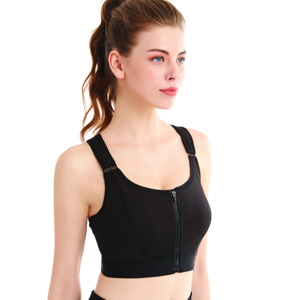 Choolley Supportive Zipper Front Closure Sports Bra- Padded Zip Up Sports Bra