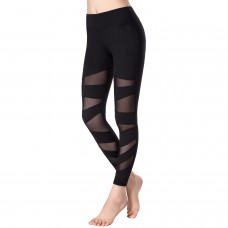 Choolley Mid Waisted High Compression Mesh Yoga Pants Tummy Control Workout Pants